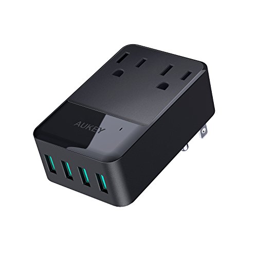 Product Cover AUKEY Wall Charger with 2 Outlets and 4 USB Ports 30W USB Charger for Smartphones, Tablet, Laptop and More, ETL Certified