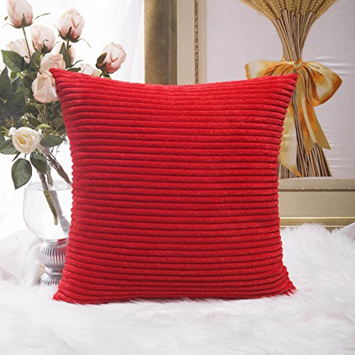 Product Cover Home Brilliant Spring Festival Pillow Covers Plush Velvet Corduroy Throw Euro Pillow Sham Cushion Cover for Sofa, 26 x 26 Inch (66 x 66 cm), Bright Red