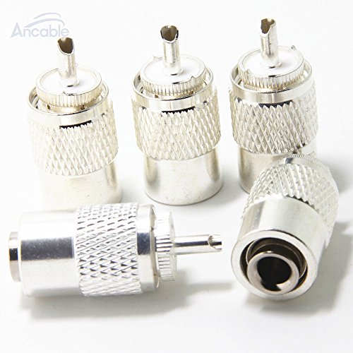 Product Cover Ancable Silver UHF/PL-259 Male Solder Coax Connector for 50ohm Low Loss RG-8x RG-213 RG-214 9913 RF Cable Pack of 5