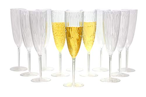 Product Cover Premium Champagne Flutes 6 oz. Clear Hard Plastic Disposable Glasses, Value Box Set - 96 Count