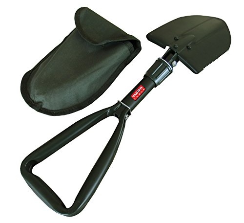 Product Cover TABOR TOOLS Folding Shovel, Survival Spade for Camping, Gardening, Snow Removal, and SUV Emergencies, Entrenching Trowel Tool with Steel Rugged Edge Blade, Includes Carrying Pouch with Loop. J35A.