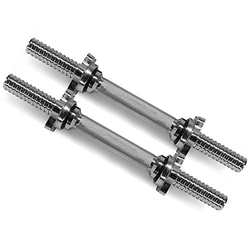 Product Cover Yes4All 1-inch Dumbbell Handles with Collars - Dumbbell Handle Standard for 1-inch Plates Weight Set (Chrome, Set of 2)