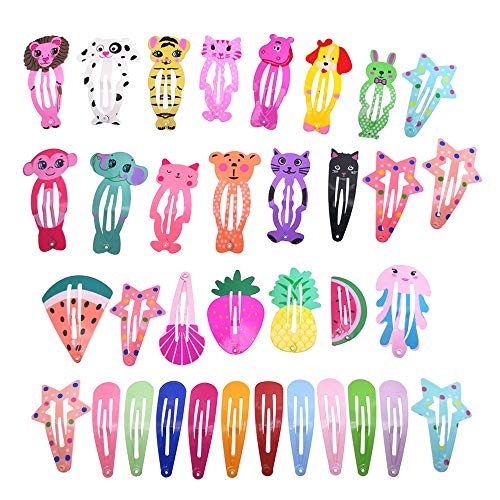 Product Cover Animal Printed Hair Clips Girls' Hairpins Metal Snap Barrettes (35 Clips)
