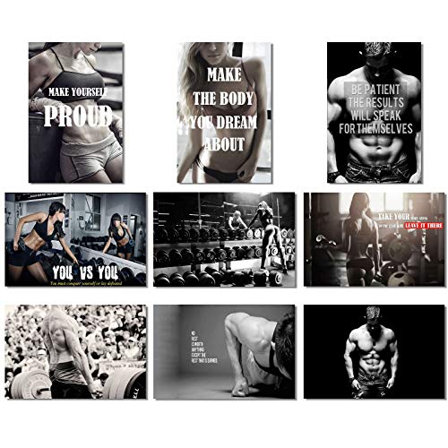 Product Cover 9X Poster Fabric Bodybuilding Men Girl Fitness Workout Quotes Motivational Inspiration Muscle Gym Font 20x13 (50x33cm) (1-9)