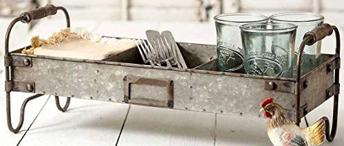 Product Cover Colonial Tin Works Galvanized Steel Industrial Divided Tray with Stand,grey