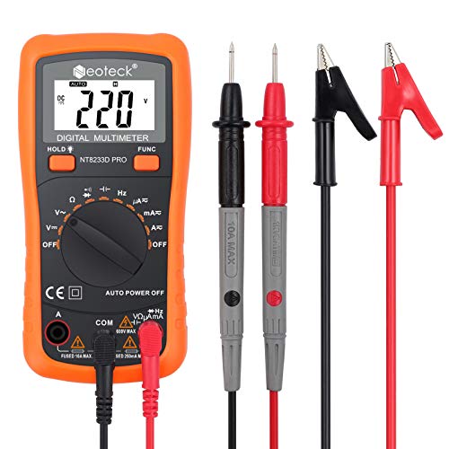 Product Cover Neoteck Auto Ranging Digital Multimeter AC/DC Voltage Current Ohm Capacitance Frequency Diode Transistor Audible Continuity, Multi Tester with Backlit LCD