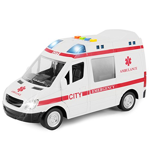 Product Cover Liberty Imports Large Friction Powered Rescue Ambulance 1:16 Toy Emergency Vehicle with Lights and Sounds