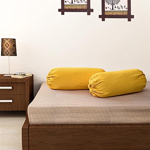 Product Cover SOUMYA Plain Cotton Bolster Cover (Yellow, Standard Size) -2 Pieces