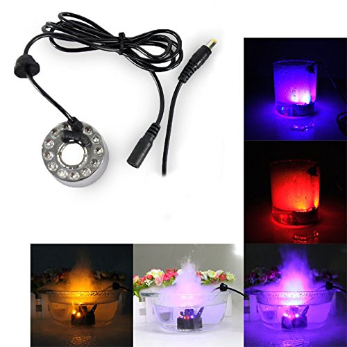Product Cover Generic US Plug : 12 LED Multicolor Changing Mist Maker Fogger Water Fountain Pond Fog Machine Atomizer Air Humidifier