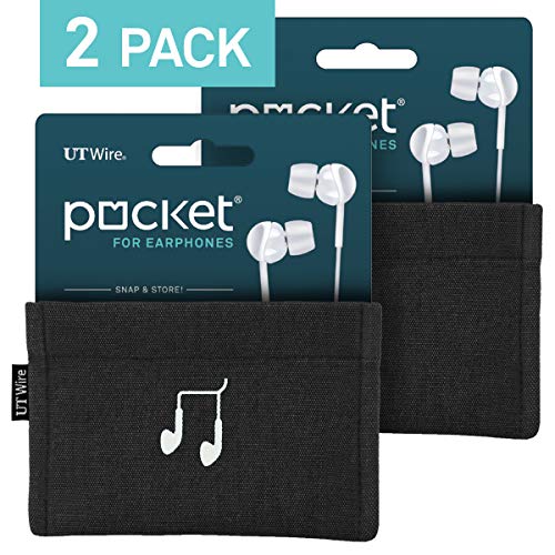 Product Cover UT Wire Pocket Earbud Earphone Case Pouch Bag Organizer (Black) - 2 Pack