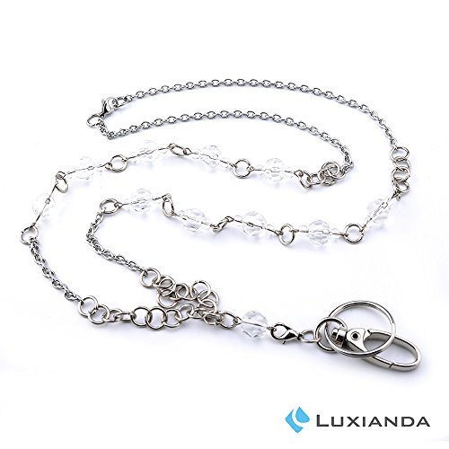 Product Cover LUXIANDA Silver ID Necklaces, Teacher Lanyard ID Necklaces ID Badge Holder Stainless Steel Chain