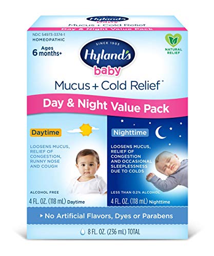 Product Cover Baby Cold Medicine, Infant Cold and Cough Medicine, Decongestant, Hyland's Baby Mucus and Cold Relief, Day & Night Value Pack, 8 Fluid Ounce (Packaging May Vary)
