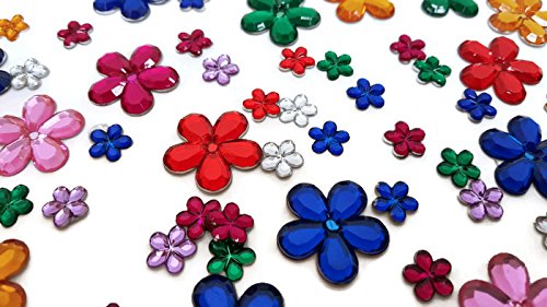 Product Cover Playscene Craft Jewels With Self Adhesive Back, Flower Theme - 100 Gram Set (Multicolored Flowers)