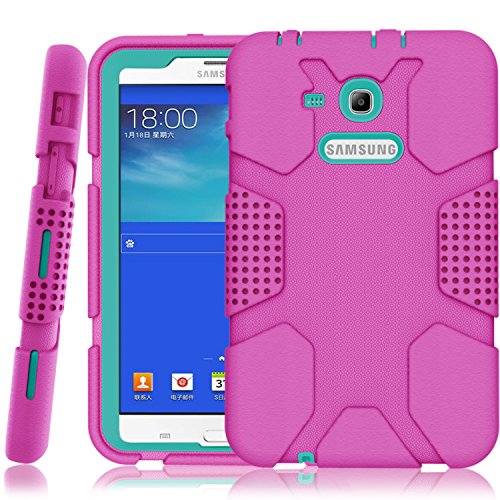 Product Cover Hocase Galaxy Tab E Lite 7.0 (2016) Case, Rugged Heavy Duty Kids Proof Protective Case for Galaxy Tab E Lite 7.0 SM-T113NDWAXAR/SM-T113NYKAXAR - Deep Pink/Teal Blue