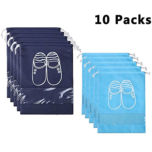 Product Cover YAMIU 10 Pcs Shoe Bags Dust-proof Drawstring with Window Travel Shoe Storage Bags