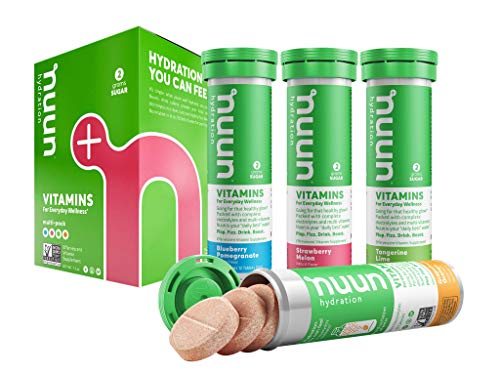 Product Cover Nuun Vitamins: Vitamins + Electrolyte Drink Tablets, Mixed Fruit Flavor Pack, Box of 4 Tubes (48 Servings), Enhanced Everyday Wellness