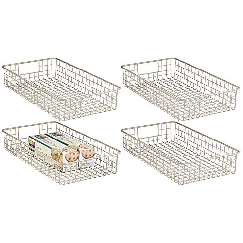 Product Cover mDesign Household Metal Wire Cabinet Organizer Storage Organizer Bins Baskets trays - for Kitchen Pantry Pantry Fridge, Closets, Garage Laundry Bathroom - 16