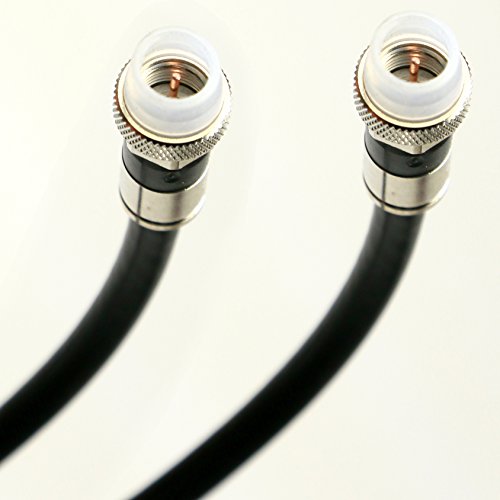 Product Cover 30ft BLACK TRI-SHIELD WEATHER SEAL Indoor Outdoor RG-6 Coaxial Cable BRASS CONNECTOR 75 Ohm (Satellite TV, Broadband Internet, Ham Radio, OTA HD Antenna Coax) Assembled in USA by PHAT SATELLITE INTL