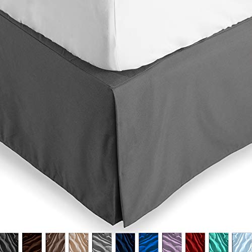 Product Cover Bare Home Bed Skirt Double Brushed Premium Microfiber, 15-Inch Tailored Drop Pleated Dust Ruffle, 1800 Ultra-Soft Collection, Shrink and Fade Resistant (Full, Grey)