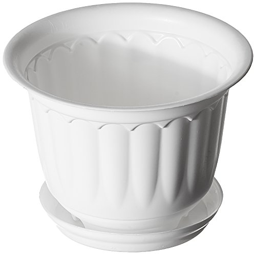 Product Cover Gardens Need Jasmine Pot with Bottom Tray Set (10-inch, White, 3-Pieces)