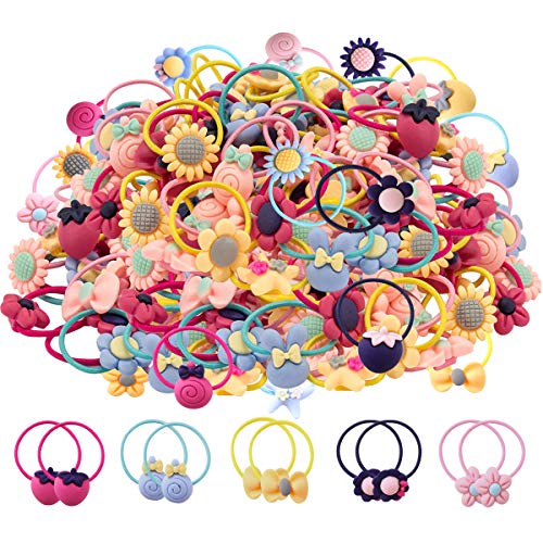 Product Cover WillingTee 100pcs (50 Pairs) Mix Colors Girl's Elastic Hair Ties Soft Rubber Bands Hair Bands Holders Pigtails Hair Accessories for Girls Infants Toddlers Kids Teens and Children