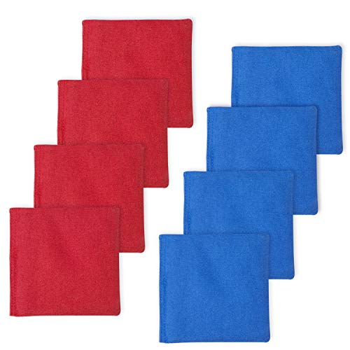 Product Cover EXERCISE N PLAY Premium Weather Resistant Official Size ACA Regulation Duck Cloth Cornhole Bags(Set of 8) for Cornhole Bean Bags Toss Game,Red &Blue,Includes Shoulder Bag