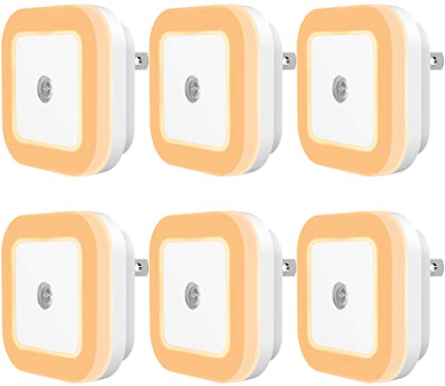 Product Cover Sycees Plug-in LED Night Light with Dusk-to-Dawn Sensor for Bedroom, Bathroom, Kitchen, Hallway, Stairs, Warm White, 6-Pack