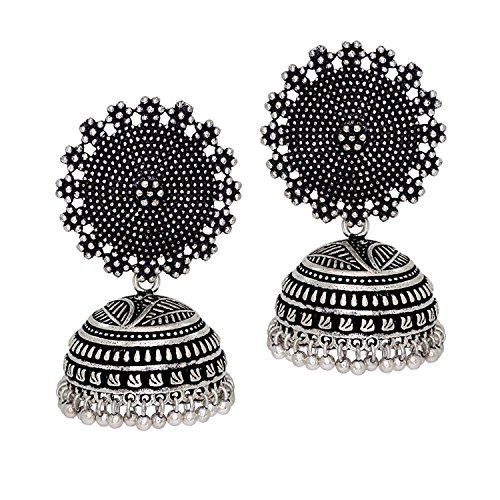 Product Cover Royal Bling Tribal Muse Collection Oxidized Silver Stylish Indian Jewelry Jhumka Earrings for Women