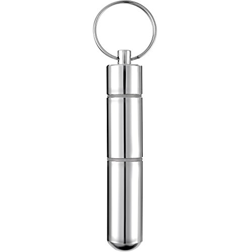 Product Cover Hotop Pocket Toothpick Holder Waterproof Aluminium Alloy Toothpick Box Metal Pill Case with Key Ring, 2.8 x 0.6 Inch