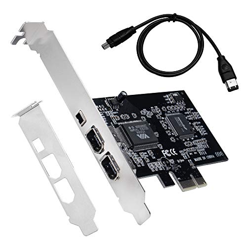 Product Cover QNINE PCIe 3 Ports 1394A Firewire Expansion Card, 2 x 6 Pin and 1 x 4 Pin PCI Express to External IEEE 1394 Adapter Controller for Desktop PC and DV Connection