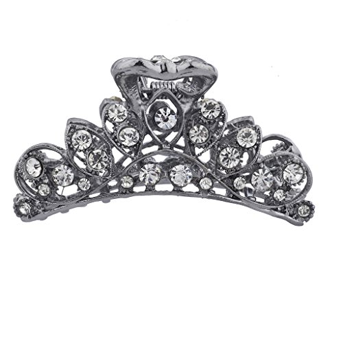 Product Cover Lux Accessories Hematite Crystal Rhinestone Bling Filigree Metal Hair Claw Clip