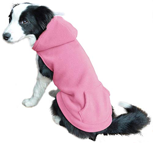 Product Cover EXPAWLORER Fleece Dog Hoodies with Pocket, Cold Weather Spring Vest Sweatshirt with O-Ring, Light Pink XXL