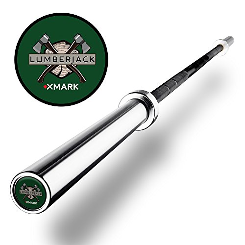 Product Cover XMark Lumberjack 7' Olympic Bar, Chrome with Black Manganese Phosphate Shaft, 28 mm Grip, Powerlifting Bar, Olympic Barbell