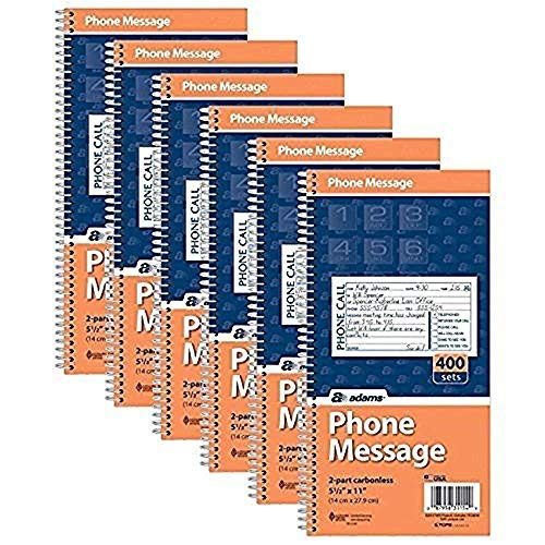 Product Cover Adams Phone Message Book, Carbonless Duplicate, 5.50 x 11 Inches, 4 Sets per Page, 400 Sets per Book, Pack Of 6