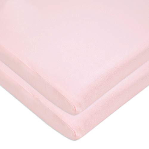 Product Cover American Baby Company 2 Pack 100% Natural Cotton Value Jersey Knit Fitted Bassinet Sheet, Pink, Soft Breathable, for Girls