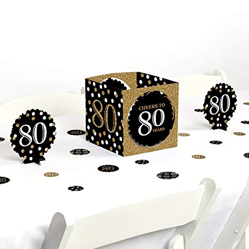 Product Cover Big Dot of Happiness Adult 80th Birthday - Gold - Birthday Party Centerpiece & Table Decoration Kit