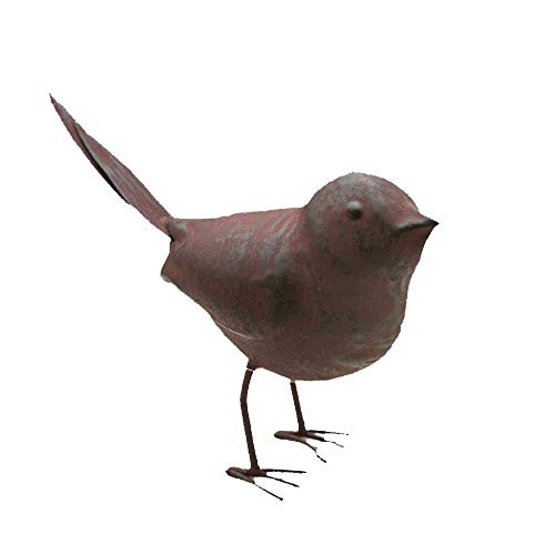 Product Cover Colonial Tin Works Decorative Small Cute Songbird Song Bird Statue Figurine for Home or Garden with Feet, Metal, Rustic/Farmhouse Cottage, Rust Color, 5.5