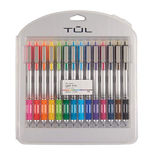 Product Cover TUL Retractable Gel Pens, Bullet Point, 0.7 mm, Gray Barrel, Assorted Standard and Bright Ink Colors, Pack of 14