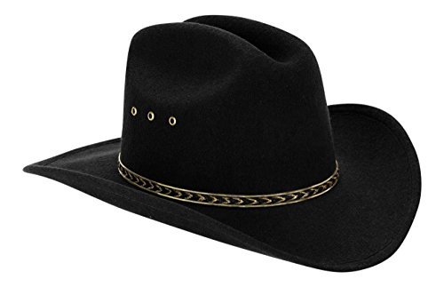Product Cover Western Black Child Cowboy Hat For Kids (Black/Gold Band)