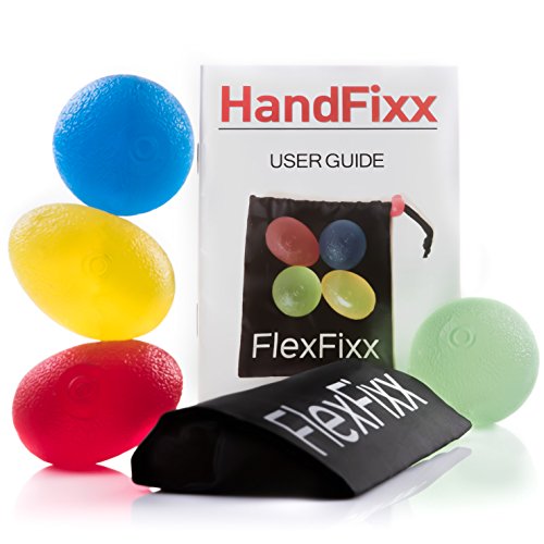 Product Cover FlexFixx Hand Therapy Ball Kit for Stress Relief & Hand Strengthening | Hand Exercise Balls for Arthritis, Stroke Rehabilitation, Hand & Finger Pain Relief | 4 Piece Squeeze Ball Variety Pack