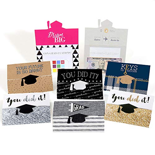 Product Cover Big Dot of Happiness Assorted Graduation Cards - Graduation Party Money Holder Cards - Set of 8