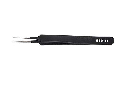 Product Cover Professional Pointed Ingrown Hair Splinter Tip Tweezers - Precision Stainless Steel Black Coated Tweezers For Ingrown Hair Treatment & Splinter Removal (ESD-14)