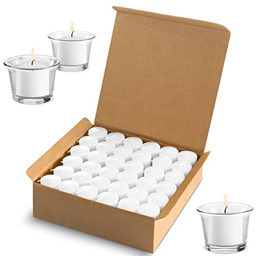 Product Cover Votive Candles Wedding Dinner, Holiday Home Decoration Unscented 10 Hour Burn - Set of 72 (Clear White) (Glass Votive Holders NOT Included)
