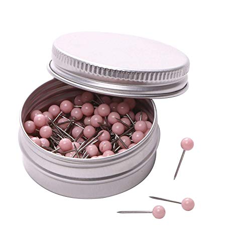 Product Cover PTC Office 1/8 Inch Diameter Small Decorative Map Tacks Plastic Head Push Pins with Steel Point (Light Pink, 100PCS)