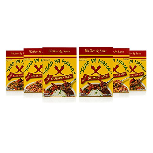 Product Cover Slap Ya Mama Louisiana Style Cajun Dinner Mix Variety Pack, 8 Ounce Boxes, 2 Jambalaya, 2 Gumbo, 2 Red Beans and Rice
