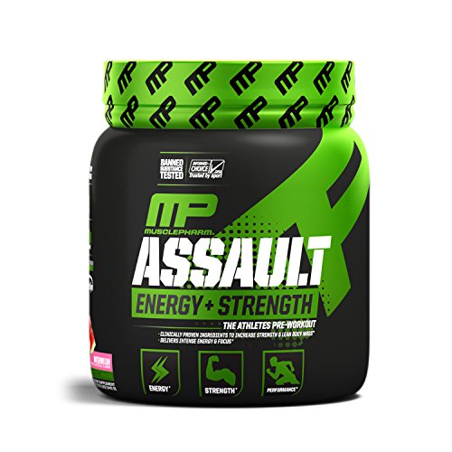 Product Cover MusclePharm Assault Sport Pre-Workout Powder with High-Dose Energy, Focus, Strength, and Endurance with Creatine, Taurine, and Caffeine, Watermelon, Energy Drink Powder, Pre-Workout Power, 30 Servings