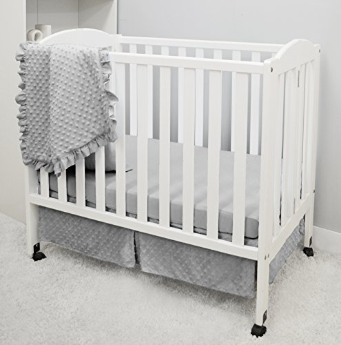 Product Cover American Baby Company Heavenly Soft Minky Dot 3-Piece Mini/Portable Crib Bedding Set, Grey, for Boys and Girls