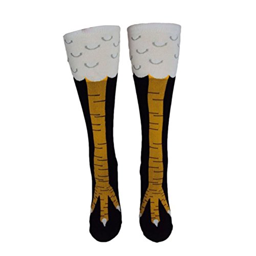 Product Cover Crazy Funny Chicken Legs Knee-High Novelty Socks Funny Gifts (Short(40cm/ 15.7''), Yellow)