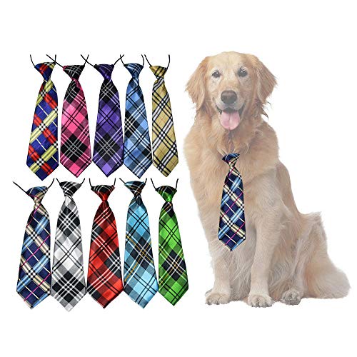 Product Cover yagopet 10pcs/Pack Big Ties Plaid Patterns Large Dog Ties Dog Large Neckties 22inches Bow Ties Cat Dog Ties for Holiday Festival Dog Collar Dog Grooming Accessories