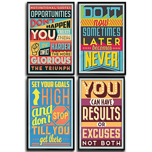 Product Cover Throwback Traits Posters for Classroom or College. Art Prints with Motivational and Inspirational Quotes. Positive Vibes Wall Poster Arts. These Set of Four Posters is a Great Home Decoration Idea